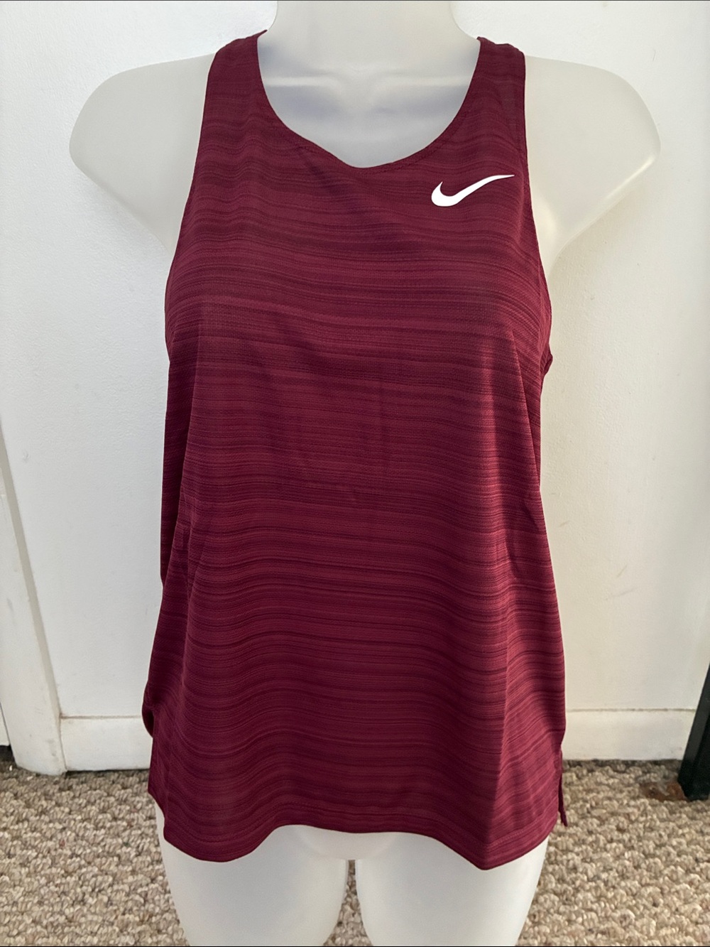 Nike Women's Burgundy Athletic Tank with White Swoosh